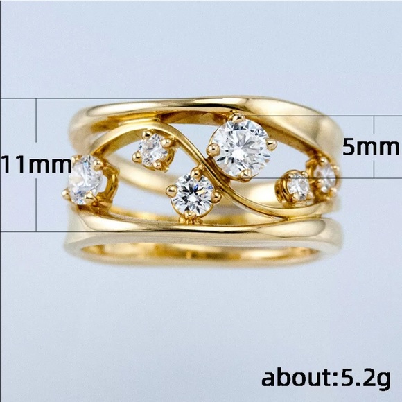 14kt Gold plated Zircon ring can be used as a wedding or cocktail ring. Yell… - Picture 2 of 7